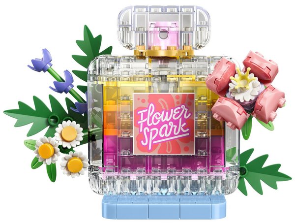 31383 Set Parfümflasche mit Blumendeko