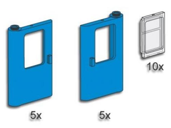 3736 Blue Train Doors with Panes