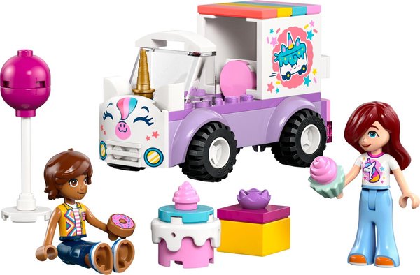 42675 Einhorn-Kuchenlieferwagen, Spielzeug mit Mini Puppen