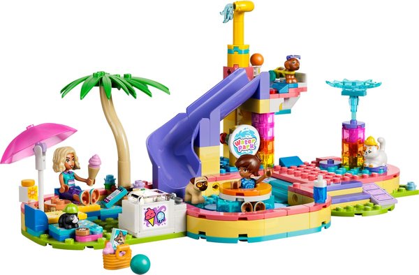 42676 Lustiger Tag im Wasserpark, Bauset mit 2 Spielfiguren und 4 Spielzeugtieren