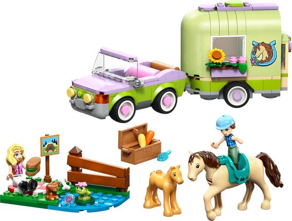 42695 Pferd und Fohlen mit Pferdeanhänger, Pferde
