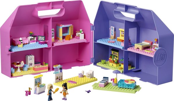 42697 Kreativer Puppenhauskoffer, Bauset, Tragbares Puppenhaus für Kinder