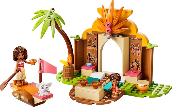43282 ǀ Disney Vaiana Vaianas Hütte und Boot, Vaiana Fantasy-Bauset für Kinder ab 4 Jahren