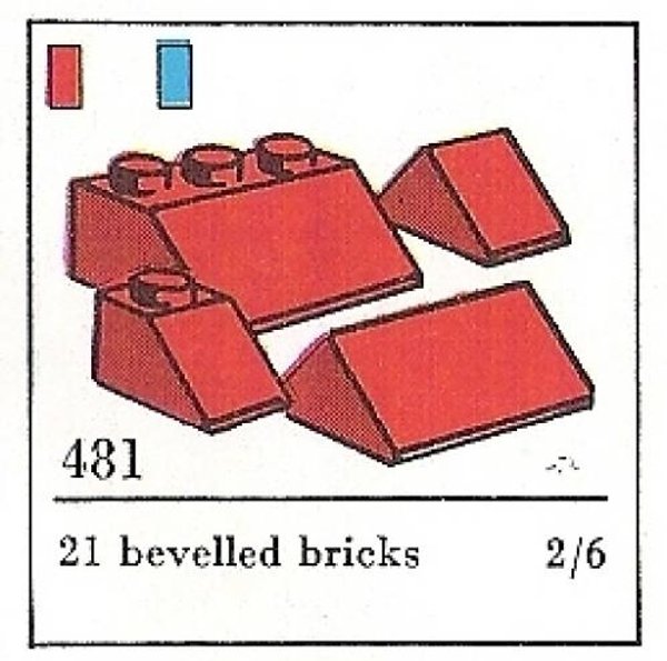 481-3 Slopes and Slopes Double 2 x 3 and 2 x 1, Red (The Building Toy)
