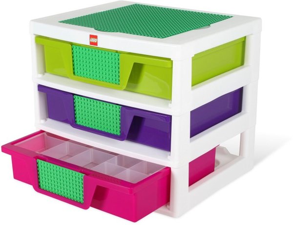 5001164 3-Drawer Storage (White - Lime/Purple/Dark Pink)