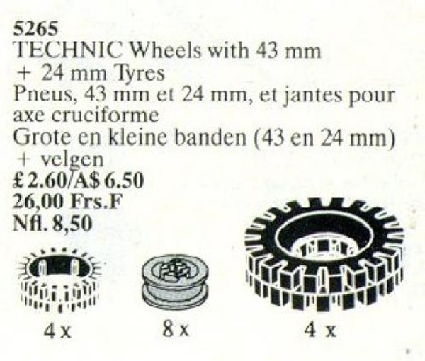 5265 Large Tires and Wheels / TECHNIC Wheels with 43 mm + 24 mm Tyres