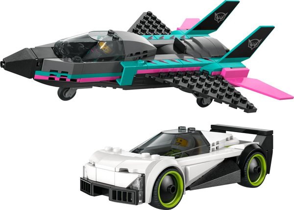 60489 Düsenflieger vs. Rennauto, Spielzeug mit 2 Minifiguren