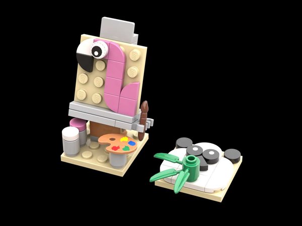 6581677 Creative Wildlife Panda and Flamingo