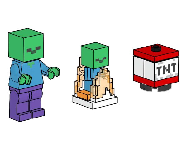 662403 Zombie with Burning Baby Zombie and TNT