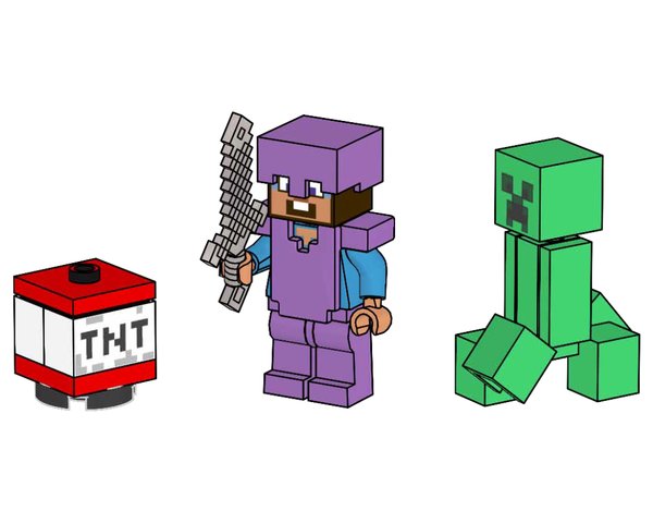662502 Steve with Creeper and TNT