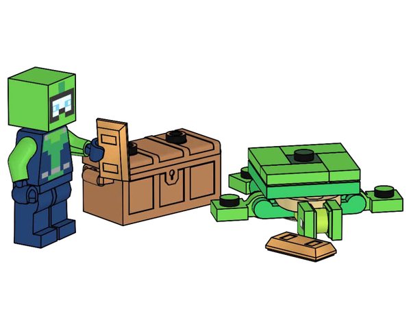 662505 Diver with Turtle and Treasure Chest