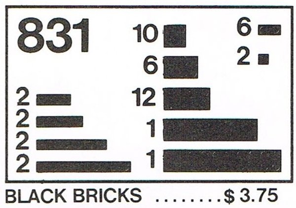 831 Parts Pack, Black Bricks