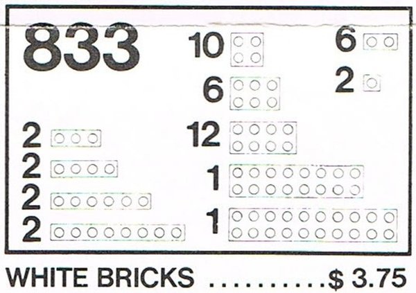833 Parts Pack, White Bricks