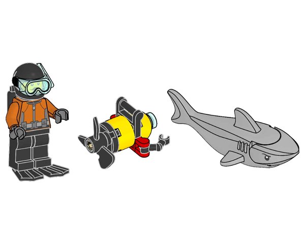 952503 Diver with Robot and Shark