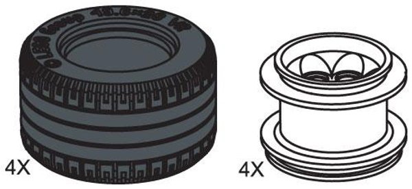 970111 Large Lawn Tire & Hub (4 tires 4 hubs)