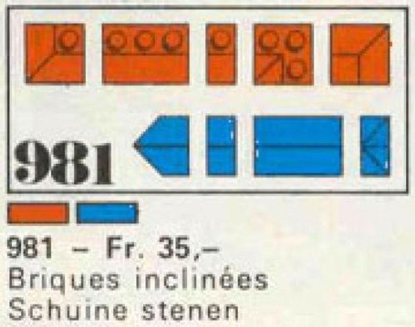 981 34 sloping profile bricks, including profile peak bricks, Red