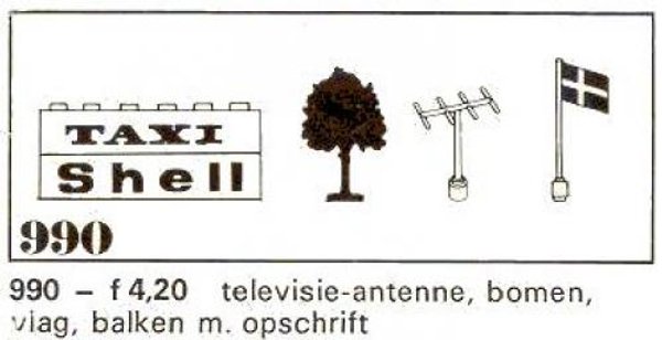 990-2 Trees and Signs (1969 version with old style trees and 3 bricks)