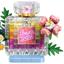 31383 Set Parfümflasche mit Blumendeko