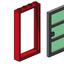 B003 Red Frame, Black Door, Green Pane